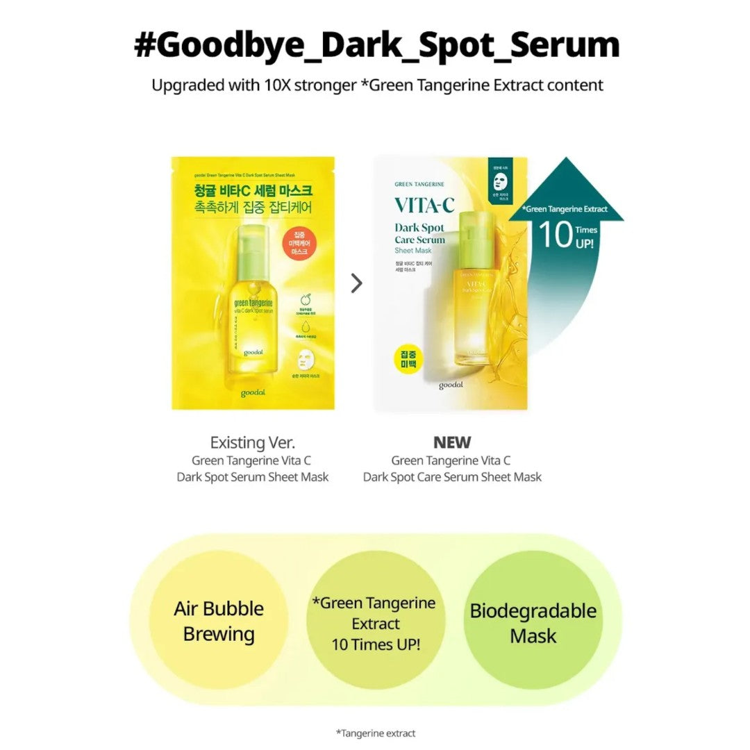 goodal Green Tangerine Vita C Dark Spot Care Serum Sheet Mask 28g goodal