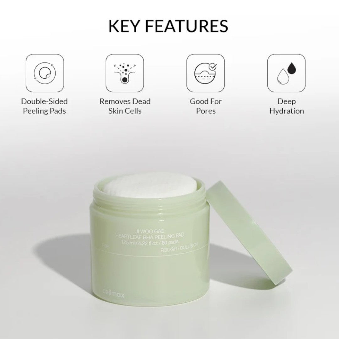 celimax Ji Woo Gae Heartleaf BHA Peeling Pad 125ml / 60pads – Skin Care | Korean Skincare Canada - VGLE