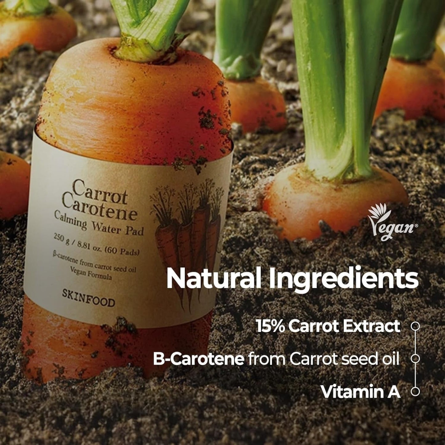 Skinfood Carrot Carotene Calming Water Pad 250ml / 60pads – Toner Pad | Korean Skincare Canada - VGLE