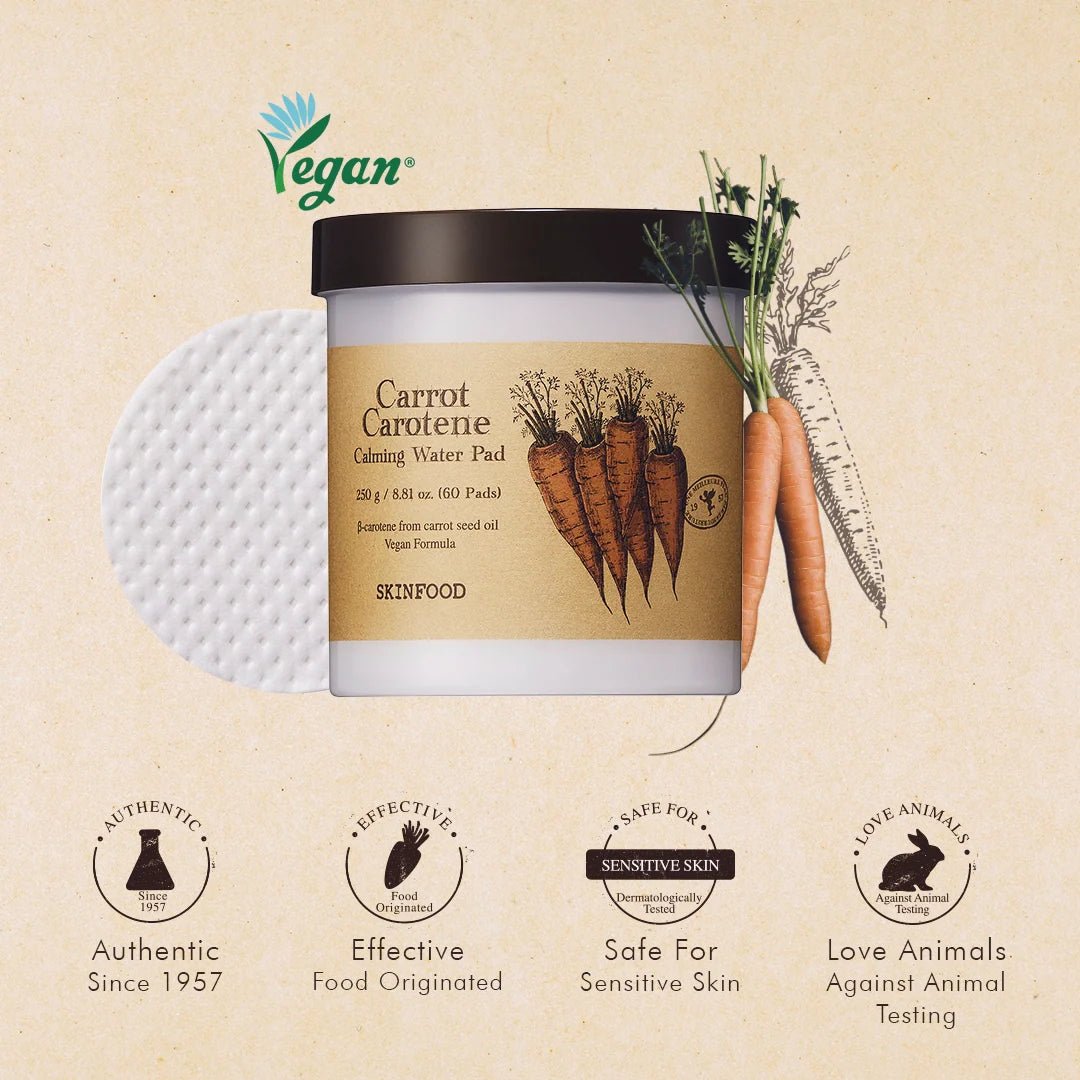 Skinfood Carrot Carotene Calming Water Pad 250ml / 60pads – Toner Pad | Korean Skincare Canada - VGLE