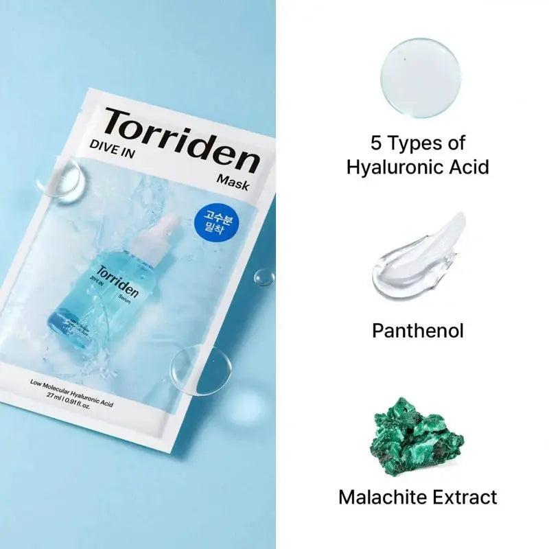Torriden Dive - In Low Molecule Hyaluronic Acid Mask Sheet (10 Sheets) – Facial Mask | Korean Skincare Canada - VGLE