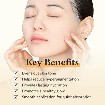 Woman applying Dr. Althea Vita Glow Mask highlighting key benefits like hydration and skin radiance.