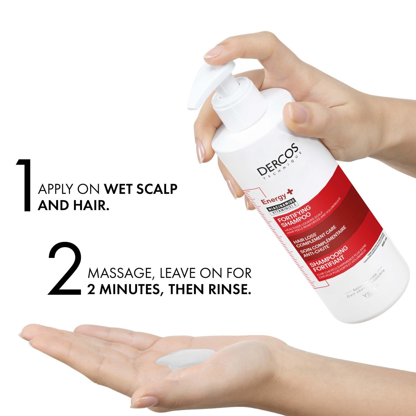 Vichy Dercos Energy+ Fortifying Hair Shampoo With Niacinamide & Vitamin E to Protect, Fortify, Thicken, and Strengthen Hair. Reduce Frizz and Hair Breakage. Recommended by Dermatologists, 400mL