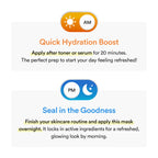 Instructions for using Abib Collagen Gel Mask Sedum Jelly 4 Sheets - Hydrating, with AM and PM application tips.