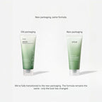 Two green Anua Heartleaf Quercetinol Pore products with text about new packaging and unchanged formula on a white background