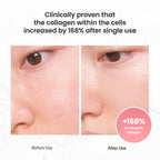 Before and after comparison of increase in collagen +168 after single use biodance serum