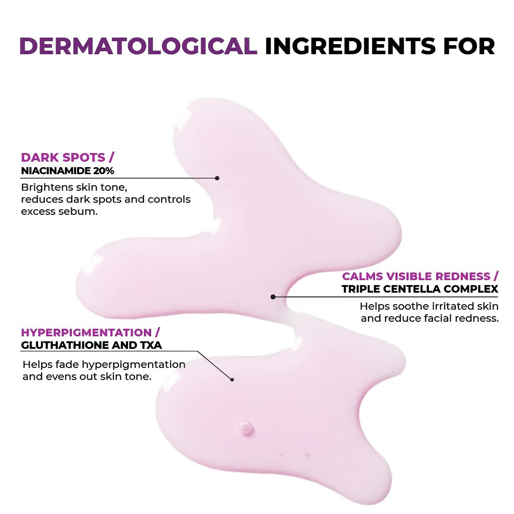 JUMISO Niacinamide 20 Serum - Dark Spot Correcting ingredients highlighting niacinamide 20% for dark spots and visible redness.