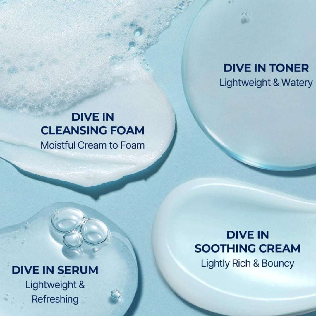 Torriden Dive in Trial Kit Hyaluronic Acid Infused Daily Skincare Kit - 4 Step Regimen with Foam Cleanser, Facial Toner, Serum, and Cream | Korean Skin Care Set