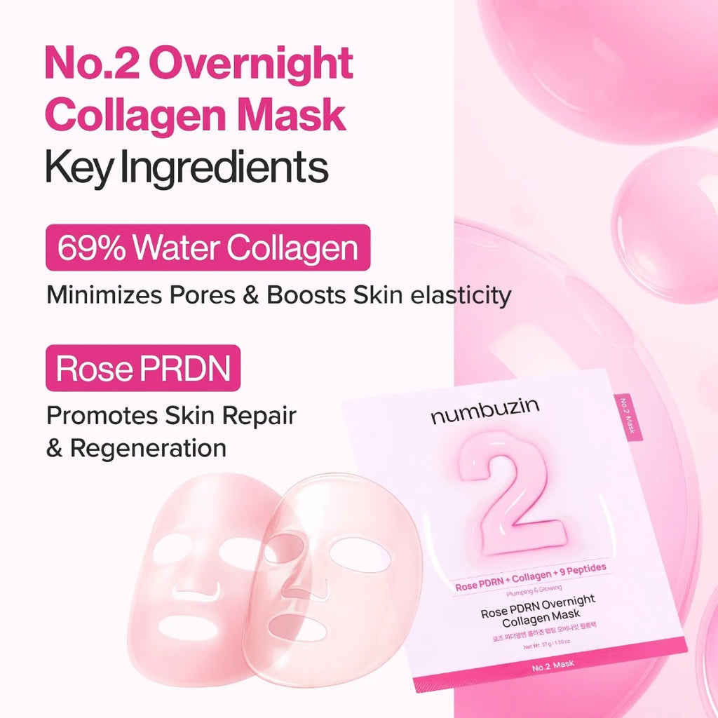 numbuzin No.2 Rose PDRN Overnight Collagen Mask 4pcs numbuzin