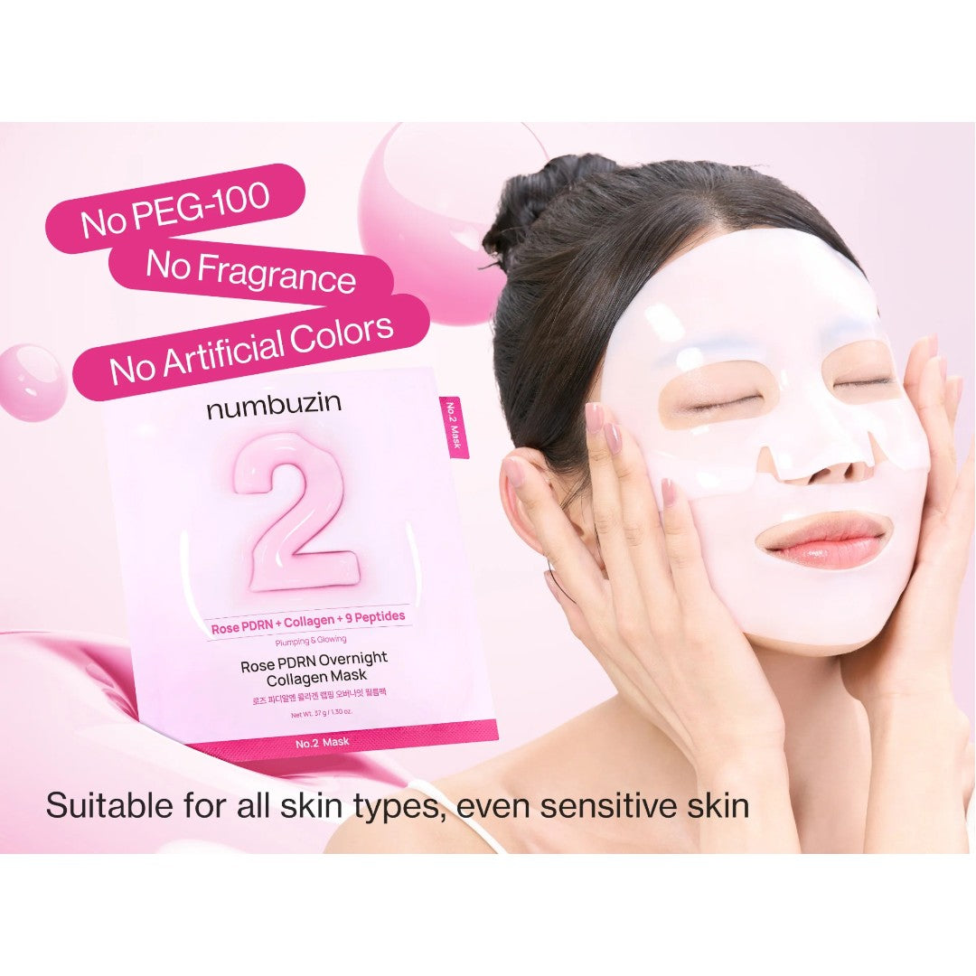 numbuzin No.2 Rose PDRN Overnight Collagen Mask 4pcs numbuzin
